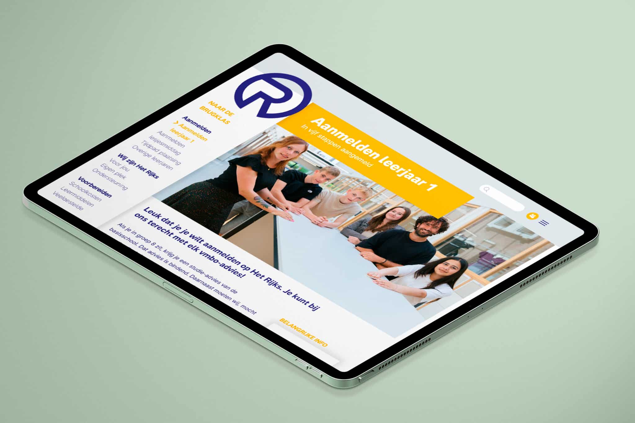 Het Rijks  iPad  aanmelden jaar 1